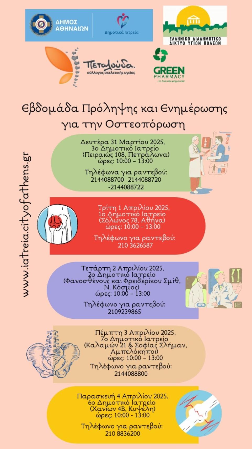 Δωρεάν εξετάσεις για την οστεοπόρωση στα Πολυδύναμα Δημοτικά Ιατρεία του Δήμου Αθηναίων