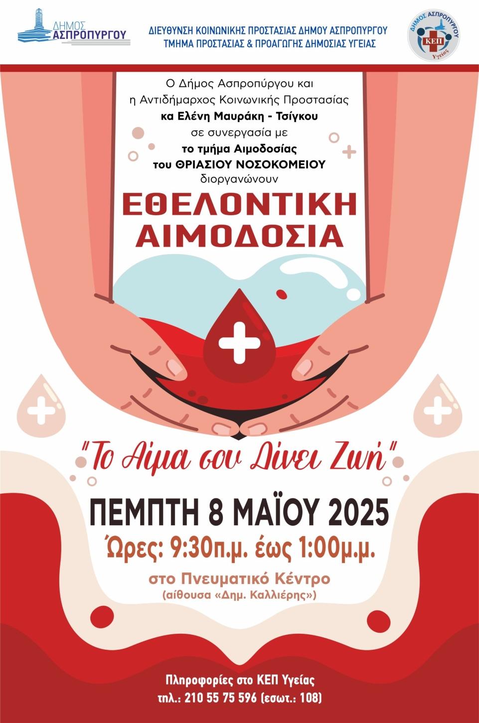 Δήμος Ασπροπύργου, εθελοντική αιμοδοσία